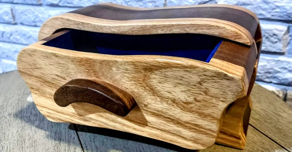 handcrafted wooden bandsaw box woodworking project showing cutting and assembly process