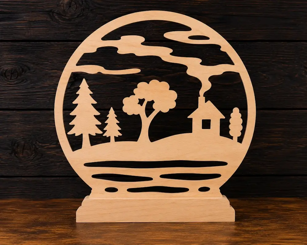 Cabin by the Water scroll saw pattern preview